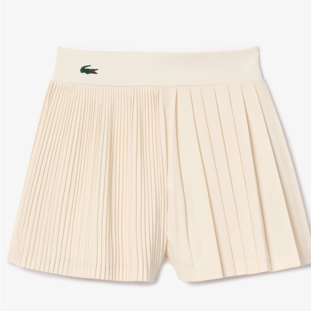 Lacoste Women's Cream Pleated Tennis Shorts